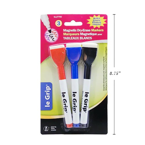 Magnetic Dry Erase Markers with Eraser - 3 / Pack - Writing Instruments - SLHSL27795