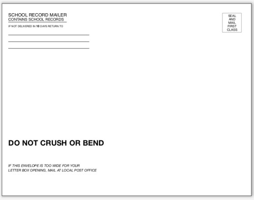 SCHOOL RECORD MAILER ENVELOPE 10" X 13"  - OSC MAILER 100/PK