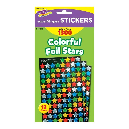 Colorful Foil Stars superShapes Stickers Value Pack - 1300 / Pack