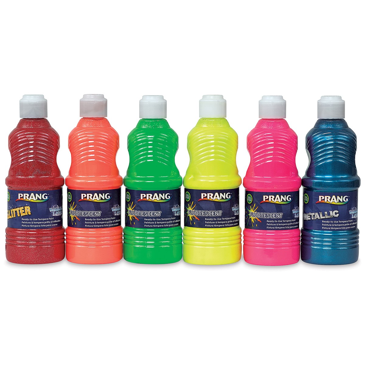 Prang Power Fluorescent Paint Set - 473.18 mL - 6 / Set - Neon Green, Neon Yellow, Neon Orange, Neon Pink, Neon Red, Neon Turquoise