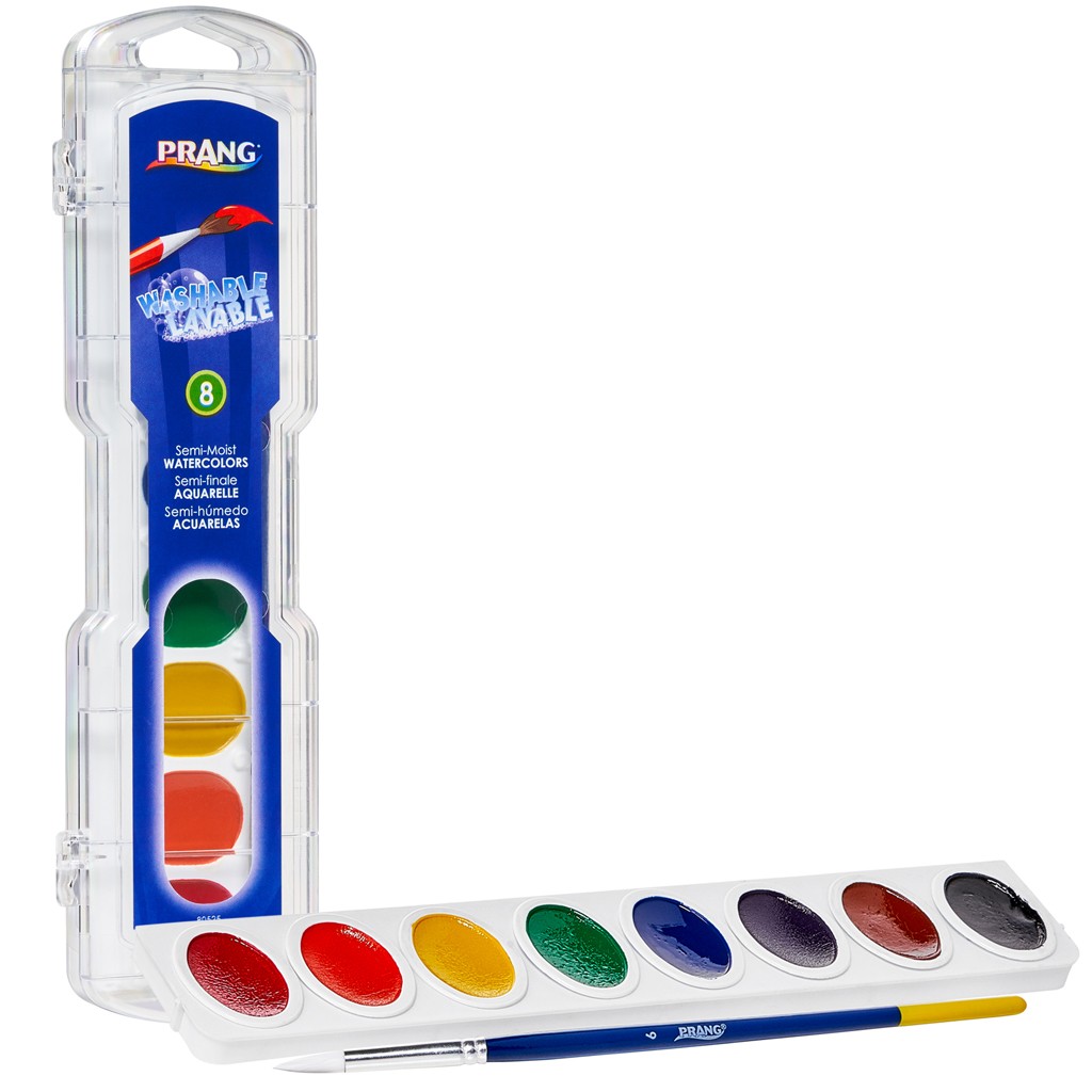 Prang Semi-Moist Washable Watercolours Set - 8 Assorted Colours