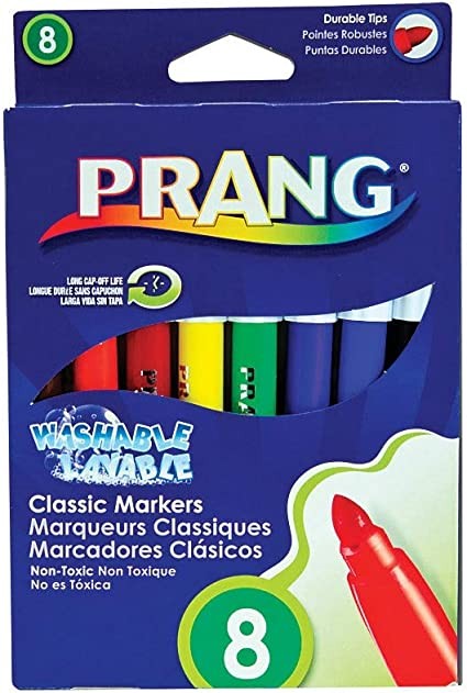 Prang Washable Classic Markers - Broad Line Tip - 8 Assorted Colours