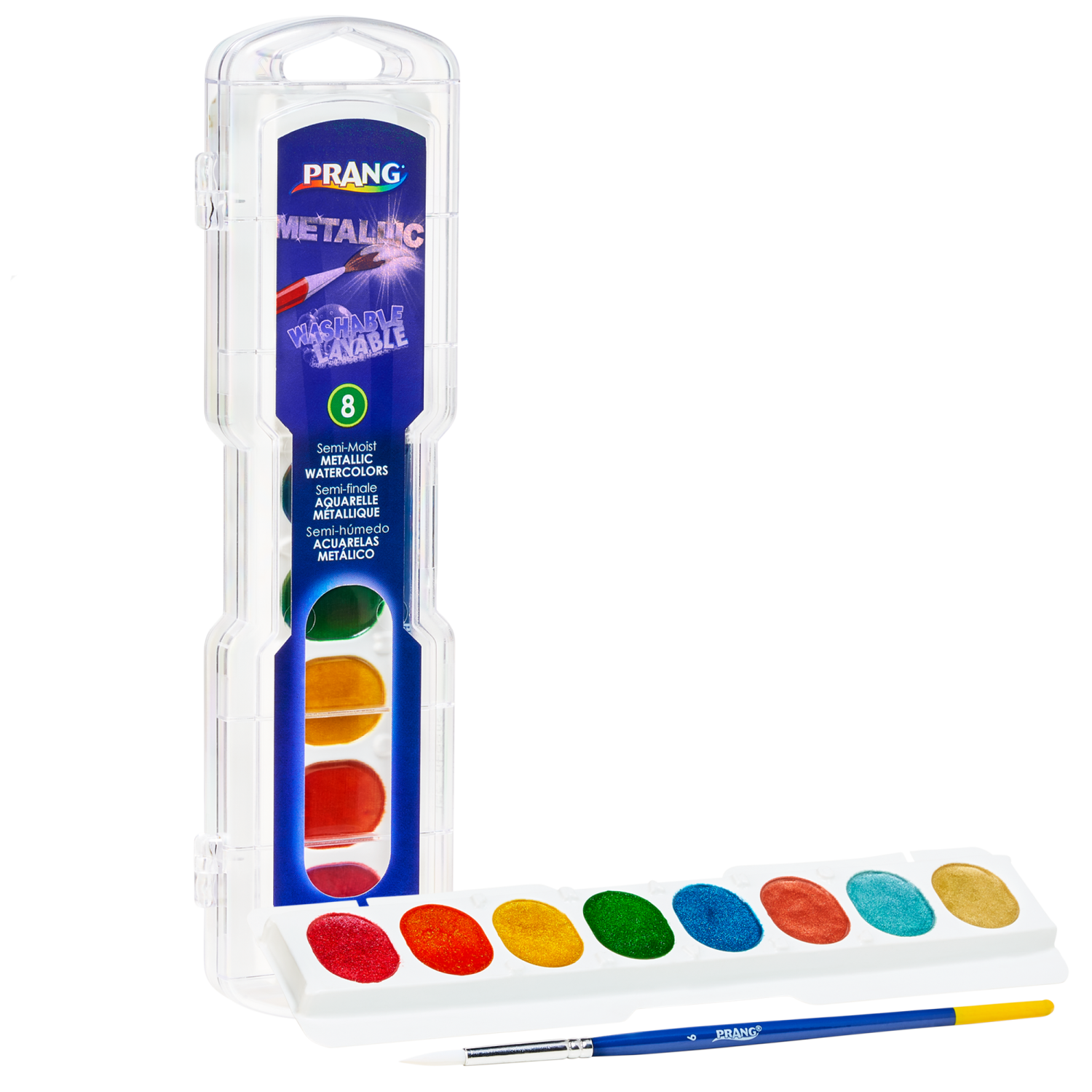 Prang Semi-Moist Washable Watercolours Set - Metallic - 8 Assorted Colours