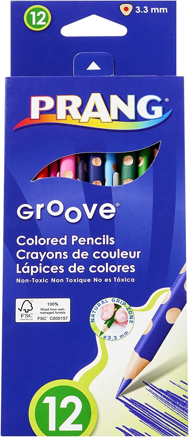 Prang Groove Coloured Pencils - 12 Assorted Colours