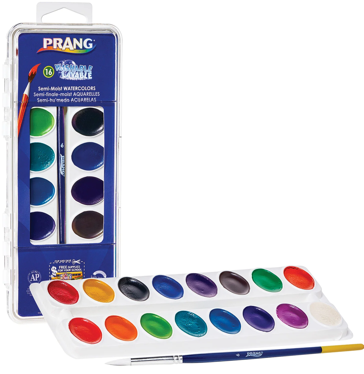 Prang Semi-Moist Washable Watercolours Set - 16 Assorted Colours