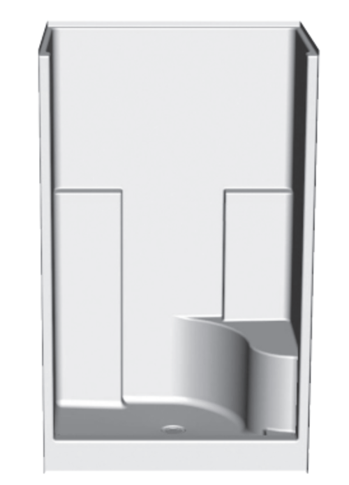 48" x 36" ACRYLIC SHOWER - CENTER DRAIN RIGHT SEAT WHITE