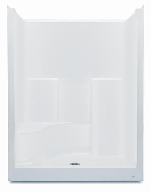 60" x 36" ACRYLIC SHOWER - CENTER DRAIN RIGHT  SEAT WHITE
