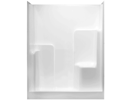 RE5836LX/S or RE5836RX/S 60 x 36 AcrylX One-Piece Alcove Center Drain Shower in White, Left-Hand Seat