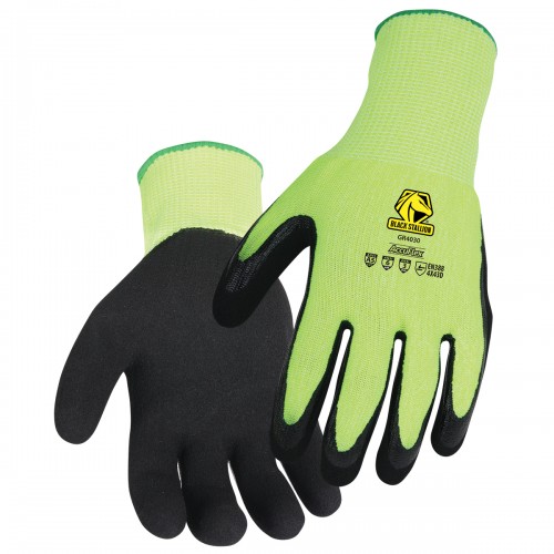 GR4030HB A5 CUT RESISTANT SANDY NITRILE COATED HI-VIS HPPE BLEND GLOVE