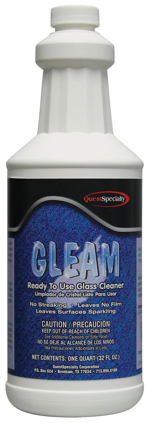 QuestSpecialty, GLEAM, Glass Cleaner, Non-Ammoniated, 32 oz, Ready-to-Use, Streak Free, Blue, Liquid, 2800