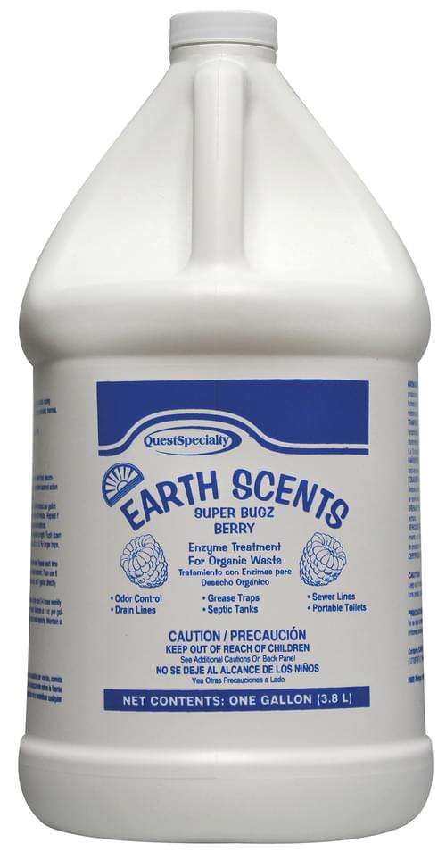 QuestSpecialty, EARTH SCENTS SUPERBUGZ Berry, Enzyme Producing, Organic Waste Treatment, 1 gal, Ready-to-Use, Digests & Liquifies (FOG), Berry Fragrance, Opaque, Liquid, 2850