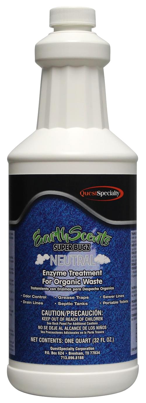QuestSpecialty, EARTH SCENTS SUPERBUGZ Neutral, Enzyme Producing, Organic Waste Treatment, 32 oz, Ready-to-Use, Digests & Liquifies (FOG), Neutral Fragrance, Opaque, Liquid, 2920