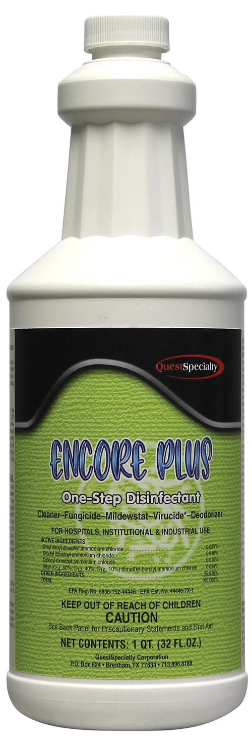 QuestSpecialty, ENCORE PLUS, One-Step Disinfectant, 32 oz, Ready-to-Use, Kills SARS-related Coronoavirus 2 (cause of COVID-19), EPA Registered, Liquid, 3570