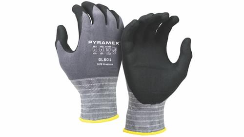 Pyramex Safety Products, Micro-Foam Nitrile Gloves,  15-Gauge Nylon, Spandex Liner, Silicone Free, S, GL601
