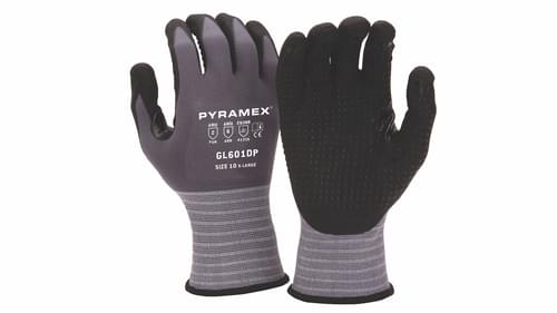 Pyramex Safety Products, Dotted Palm Micro-Foam Nitrile Gloves, 15-Gauge Nylon, Spandex Liner, Silicone Free, M, GL601DP