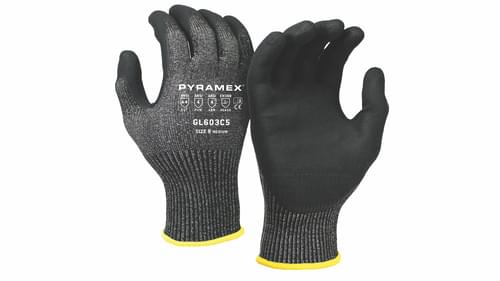 Pyramex Safety Products, Micro-Foam Nitrile Gloves, Dotted Palms, Reinforced Thumb Saddle, 13-Gauge Nylon, Spandex Liner, Silicone Free, M, GL603C5