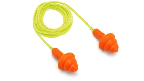 Pyramex Safety Products, Reusable Corded Earplugs, Rubber, Three Flanges, NRR 24dB, One Size, RP3001