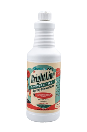 CCO721, BrightLine Shower & Tile, 32 oz. Liquid, Heavy Duty Bathroom Cleaner, Clinging Formula, Cleans, Whitens, Deodorizes, Phosphoric Acid Based Cleaner & Descaler, Removes: Lime, Scale, Soap Scum, Stains, Corrosion & Mineral Deposits, Bowl Cleaner