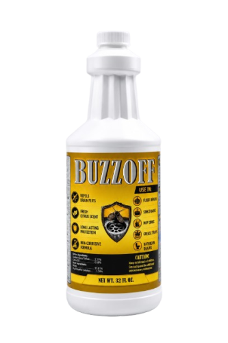CCO721, BuzzOff, Drain Fly Repellent, 32 oz. Bottle, RTU Liquid, Biodegradable, Non-Caustic, Thick Clinging Gel, Reduces Noxious Odors & Improves Flow, Qualifies for 25(b) Exemption in EPA Pesticide Regulations (12/cs) ***SOLD by BOTTLE***