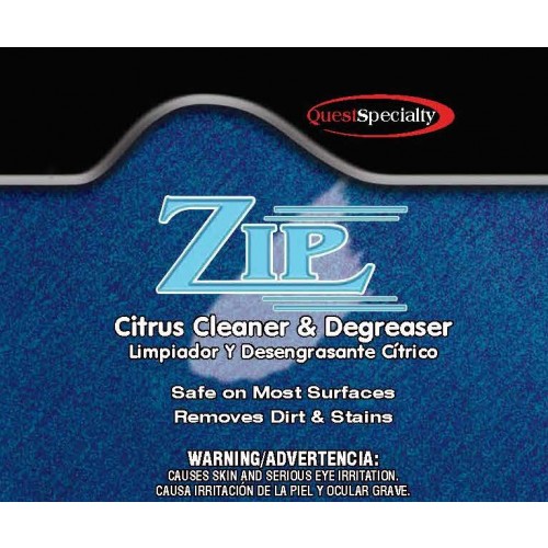 QuestSpecialty, ZIP, Citrus Cleaner & Degreaser, Contains d-Limonene, 5 gal, Concentrate, 20:1, Pleasant Citrus Fragrance, Orange, Liquid, 2640