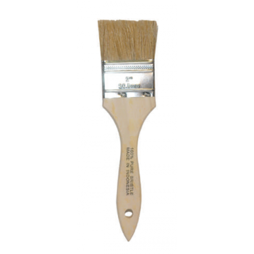 Kleenwell 2" White Bristle Paint Brush, Natural (China) Bristle, Wood Handle, Hang-Up Hole, Disposable, 60120