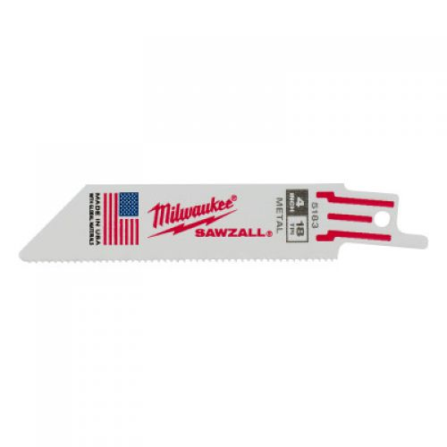 MILWAUKEE ELECTRIC TOOLS Thin Kerf SAWZALL Blades, 4 in x 3/4 in, 18 TPI, 1/2 in Universal, Most Metals
