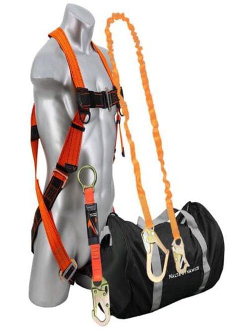 Warthog Pass Thru Safety Harness Fall Protection Kit with 6' Single Leg Shock Absorbing Lanyard