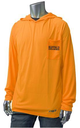 BUFFALO HOODIE LONG SLEEVE SHIRT ORANGE-MEDIUM