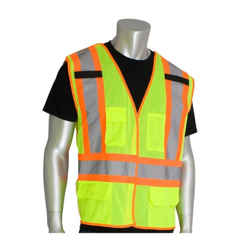 Mesh Vest ANSI Type R Class 2 and CAN/CSA Z96 Class 2 Two-Tone X-Back Breakaway , Hi-Vis Yellow - 3XLarge - industrial safety gear from TPR Industrial