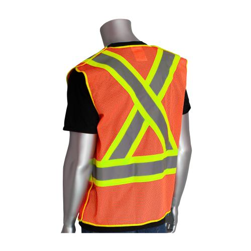 Mesh Vest ANSI Type R Class 2 and CAN/CSA Z96 Class 2 Two-Tone X-Back Breakaway - Hi-Vis Yellow, Hi-Vis Orange
