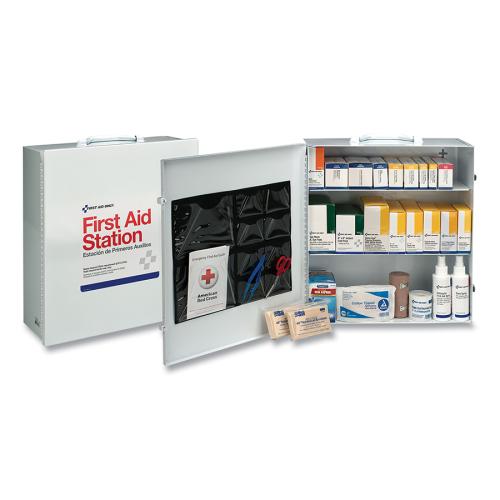 First Aid Only 6155 100-Person 3-Shelf Steel First Aid Cabinet – 494 Pieces