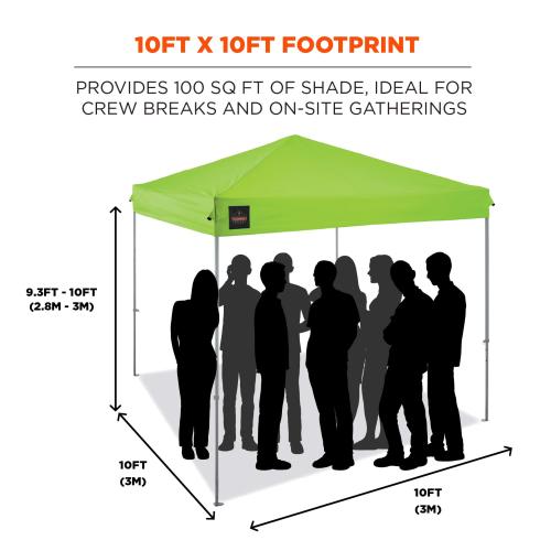 Shax 6001 Lightweight Pop-Up Tent - 10ft x 10ft - Lime - industrial safety gear from TPR Industrial