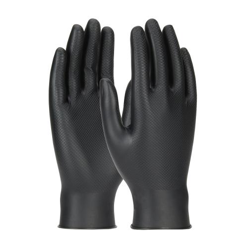 Grippaz Skins Superior Ambidextrous Nitrile Glove with Textured Fish Scale Grip, 6 Mil Black