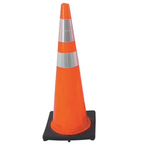 DW Series Traffic Cone, 36 in H, 10 lb PVC, Orange/Black Base
