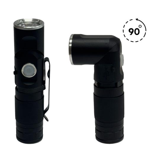 TPR EDC Compact, 90* Rotating  Flashlight - 500 Lumen, USB C Rechargeable, Helmet Compatible