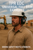 TPR Universal Full Brim Helmet Mounted Earmuff NRR 25