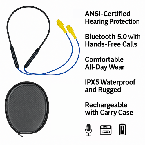 TPR Industrial Wireless Earplugs Headphones w/Bluetooth Connectivity