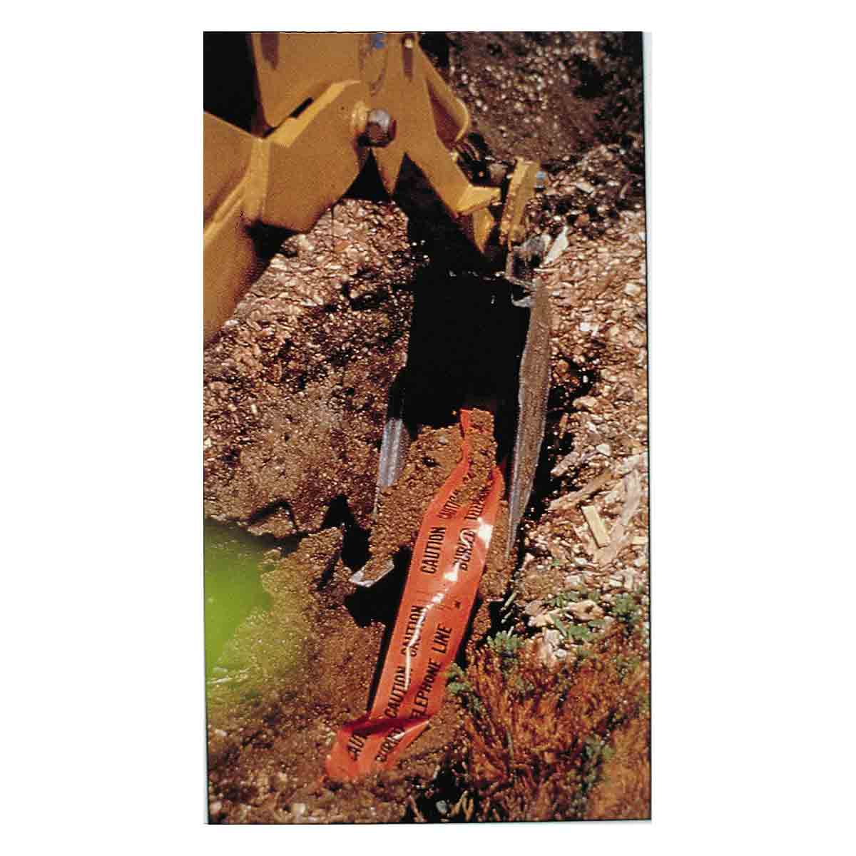 TAPE WRN UGND BK ON ORN 6IN 1000FT TEL L