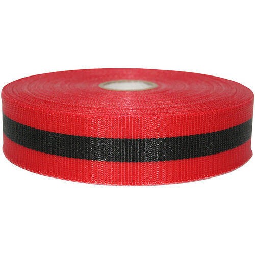 Harris Ind Woven Plastic Barricade Tape, Red with Black Stripe
