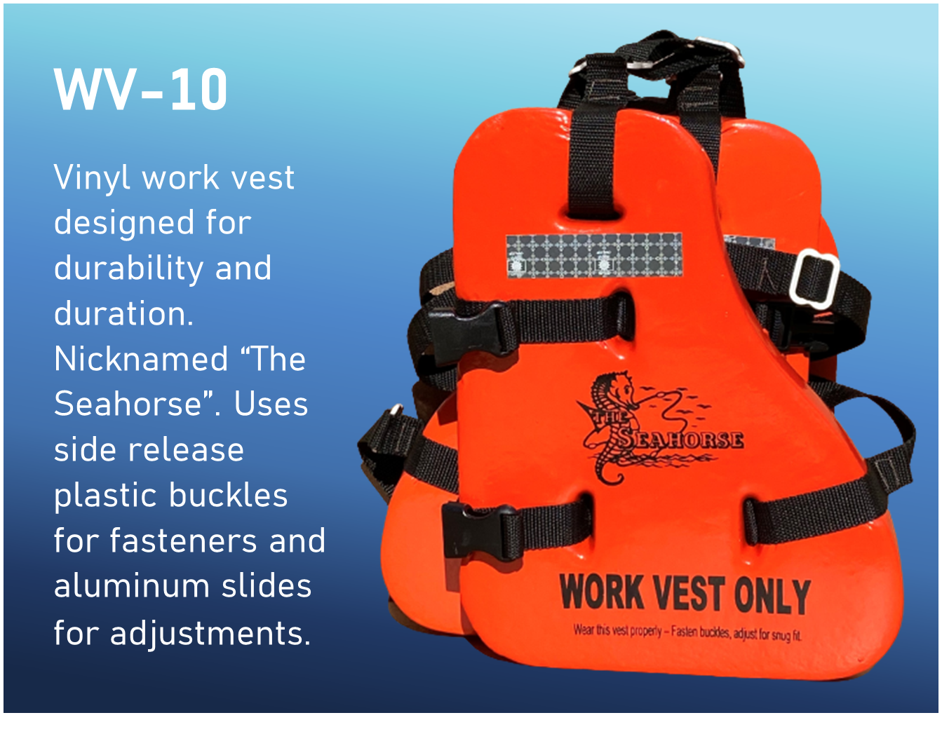Seahorse WV10 Orange Vinyl Flotation Work Vest