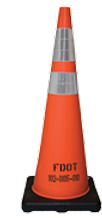 28" DW SERIES TRAFFIC CONE, 7LB PVC W/ REFLECTIVE COLLARS