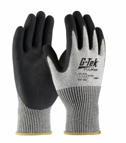 G-Tek® PolyKor® Seamless Knit PolyKor® Blended with Double-Dipped Nitrile Coated MicroSurface Grip on Palm & Fingers