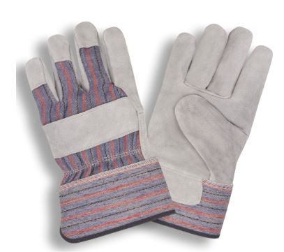 Shoulder split leather palm gloves w/ 2 1/2" rubberized safety cuff