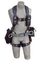 Construction vest style harness w/ sewn-in backpad/belt