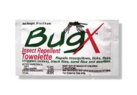 BugX towelettes, fish bowl dispenser