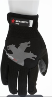 HyperFit® Black Mechanics Work Gloves Synthetic Leather Palm Reflective Logo on Back Super Stretch Knuckle Fabric