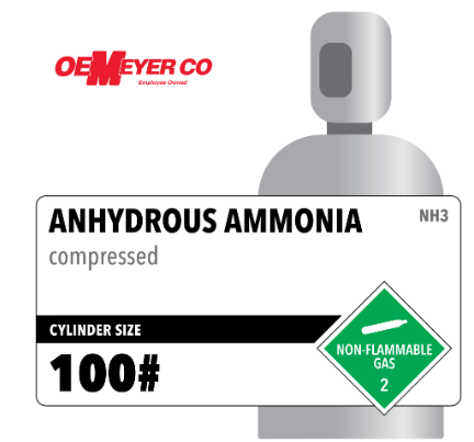 100# ANHYDROUS AMMONIA RQHAZARD CLASS 2.2