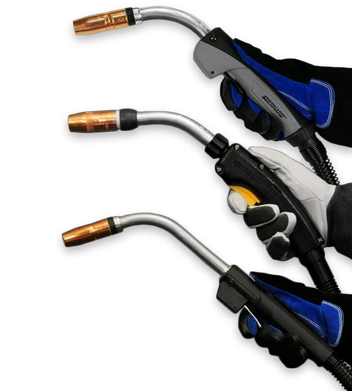 Bernard® BTB MIG Gun 300A, 25 FT. B Series Curved Handle, Medium 45° Rotatable Neck, Centerfire™ .045 in., Flush Nozzle, Rear Load liner with Miller® Power Pin