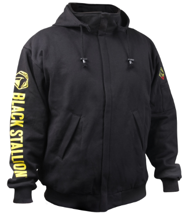 TRUGUARD 200 FR COTTON FULL-ZIP HOODED SWEATSHIRT, BLACK