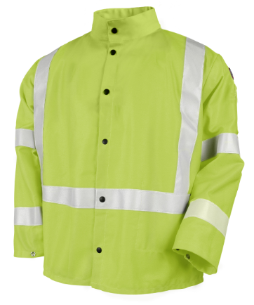 LIME GREEN JACKET, 9 OZ. W/ REFLECTIVE TAPE, XL